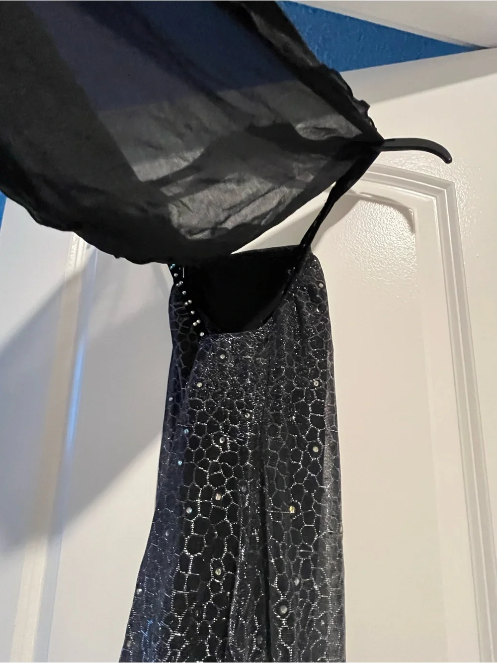 Dance - Lyrical Black Sequin Dress with Sheer Overlay Headpiece